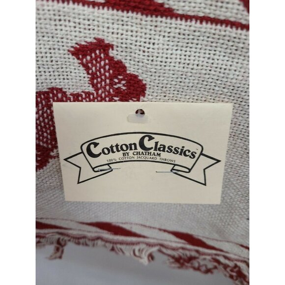 𝅺COTTON Classic By Chatham Jacquard Throw Blanket Red Santa Claus Print 50"X60" - Picture 3 of 7
